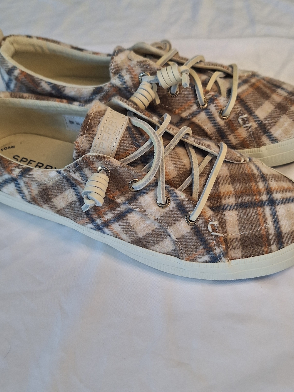 Sperry Memory Foam Loafers Cream and Brown Women's STS87861 US8.5